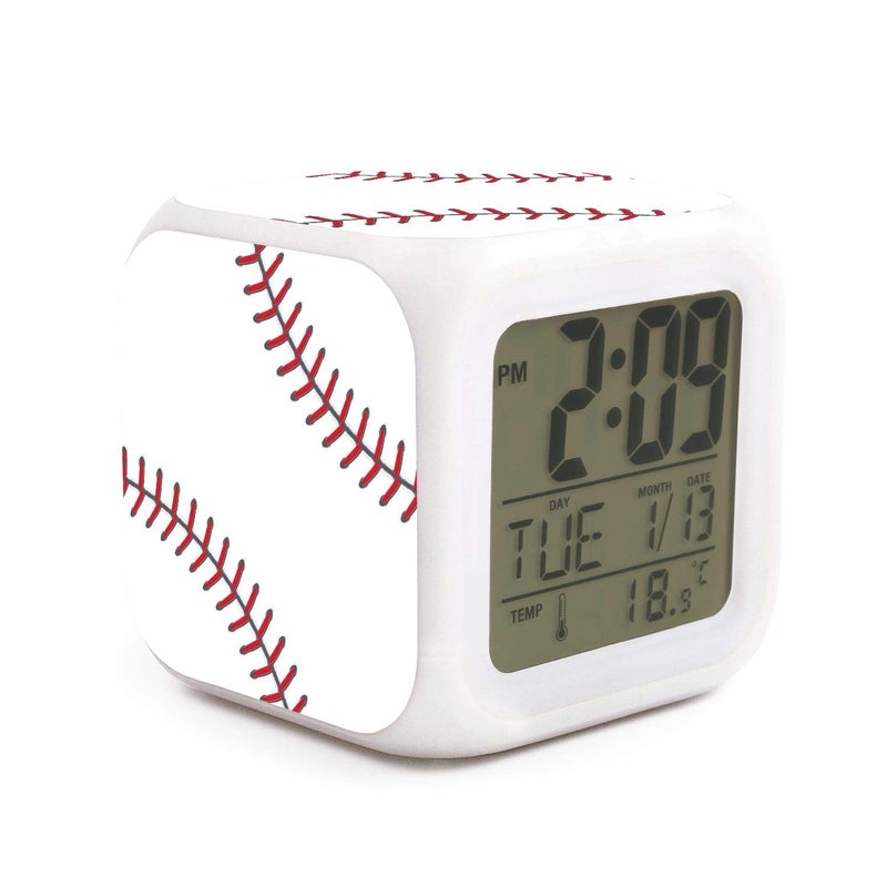 XUWU Baseball Ball Alarm Clock for Kids Boy Girl 7 LED Color Changing Wake Up Clock Home Decor Bedroom Digital with Temperature Display - Image 1
